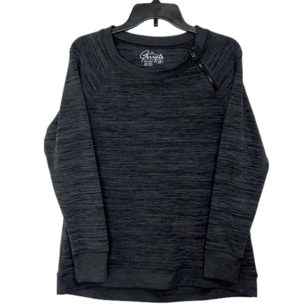 Gerry Charcoal Gray Asymmetrical 1/4 Zip Crew Neck Long SleeveSweatshirt - Sz LG
